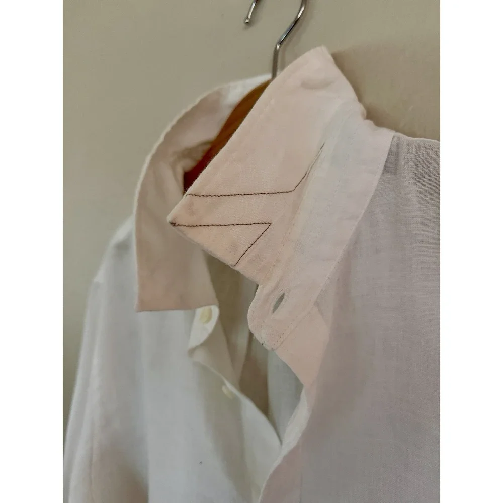 Banana Republic Standard Linen Shirt Mens L Tall White 100% Linen $100 NWOT